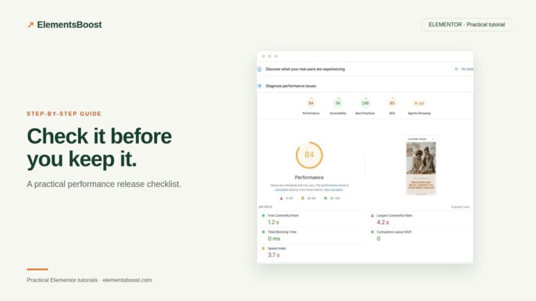 PageSpeed Insights example showing performance and Core Web Vitals metrics.