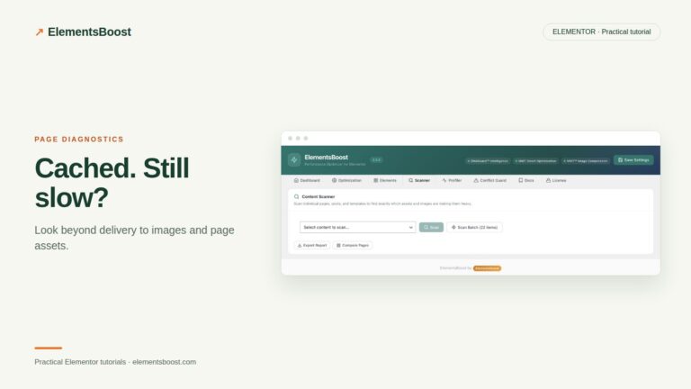 ElementsBoost Content Scanner for investigating a slow cached page.