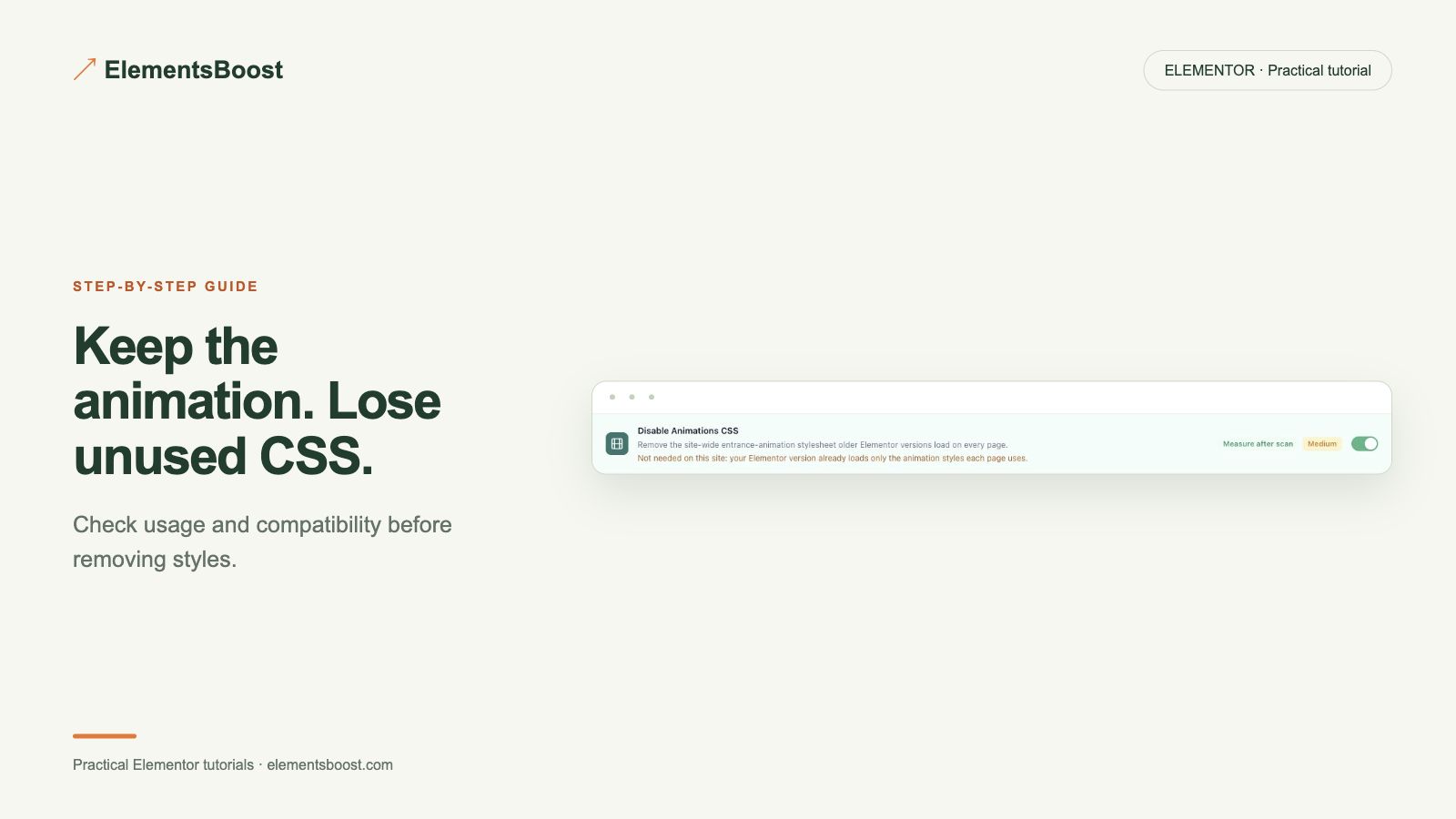 Keep the animation. Lose unused CSS. ElementsBoost review animation dependencies.
