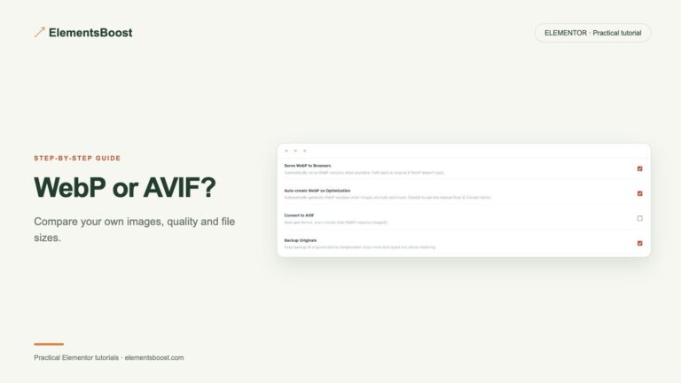 WebP or AVIF? ElementsBoost check server format support.